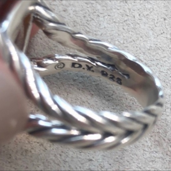 David Yurman Citrine On Point Silver Cable Ring Diamonds 20mm Cushion Cut 6.5 - Picture 8 of 10